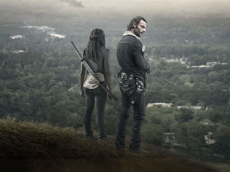 michonne and rick grimes on the walking dead