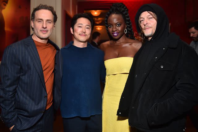 <p>Alberto Rodriguez/GA/The Hollywood Reporter via Getty</p> Andrew Lincoln, Steven Yeun, Danai Gurira and Norman Reedus