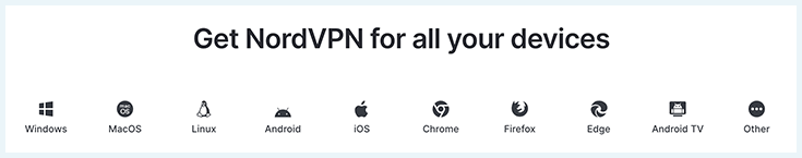 Screenshot of NordVPN, device availability