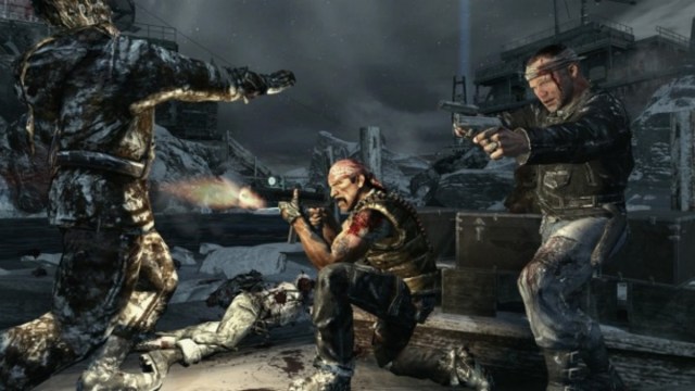 The main cast of Black Ops facing off against zombies