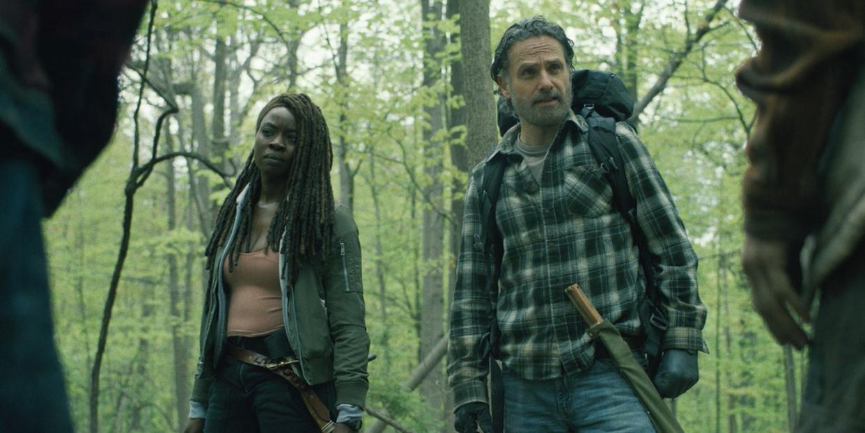 danai gurira as michonne, andrew lincoln as rick grimes, the walking dead the ones who live episode 5