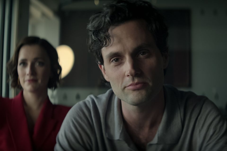 Charlotte Ritchie as Kate and Penn Badgley as Joe Goldberg in 'You'. Photo: Netflix