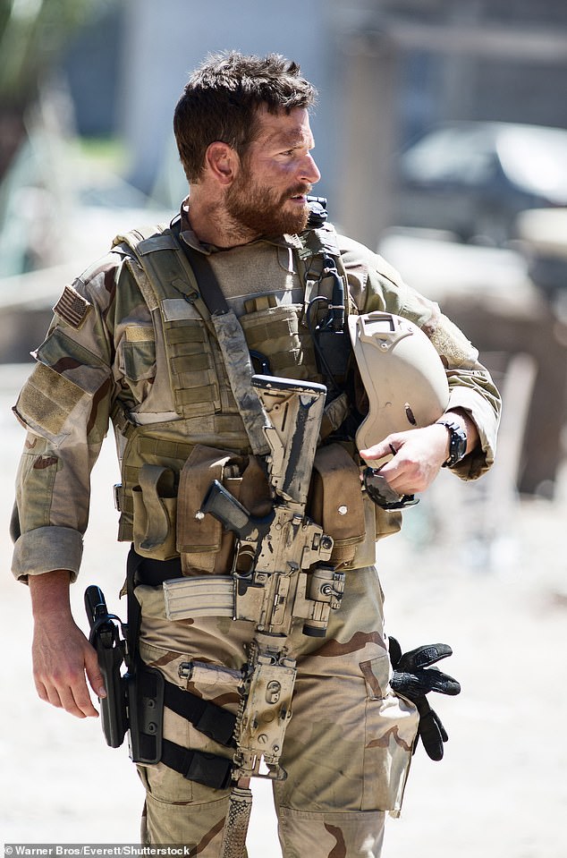 Action film American Sniper (2014) follows a US sniper, Chris Kyle (Bradley Cooper, pictured), as he returns home after serving in Iraq