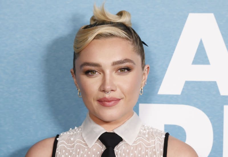 Florence Pugh arrives on the red carpet at MGM's "A Good Person" New York Screening in 2023. File Photo by John Angelillo/UPI