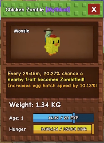 - Zombie Gaming chicken zombie in Grow a Garden