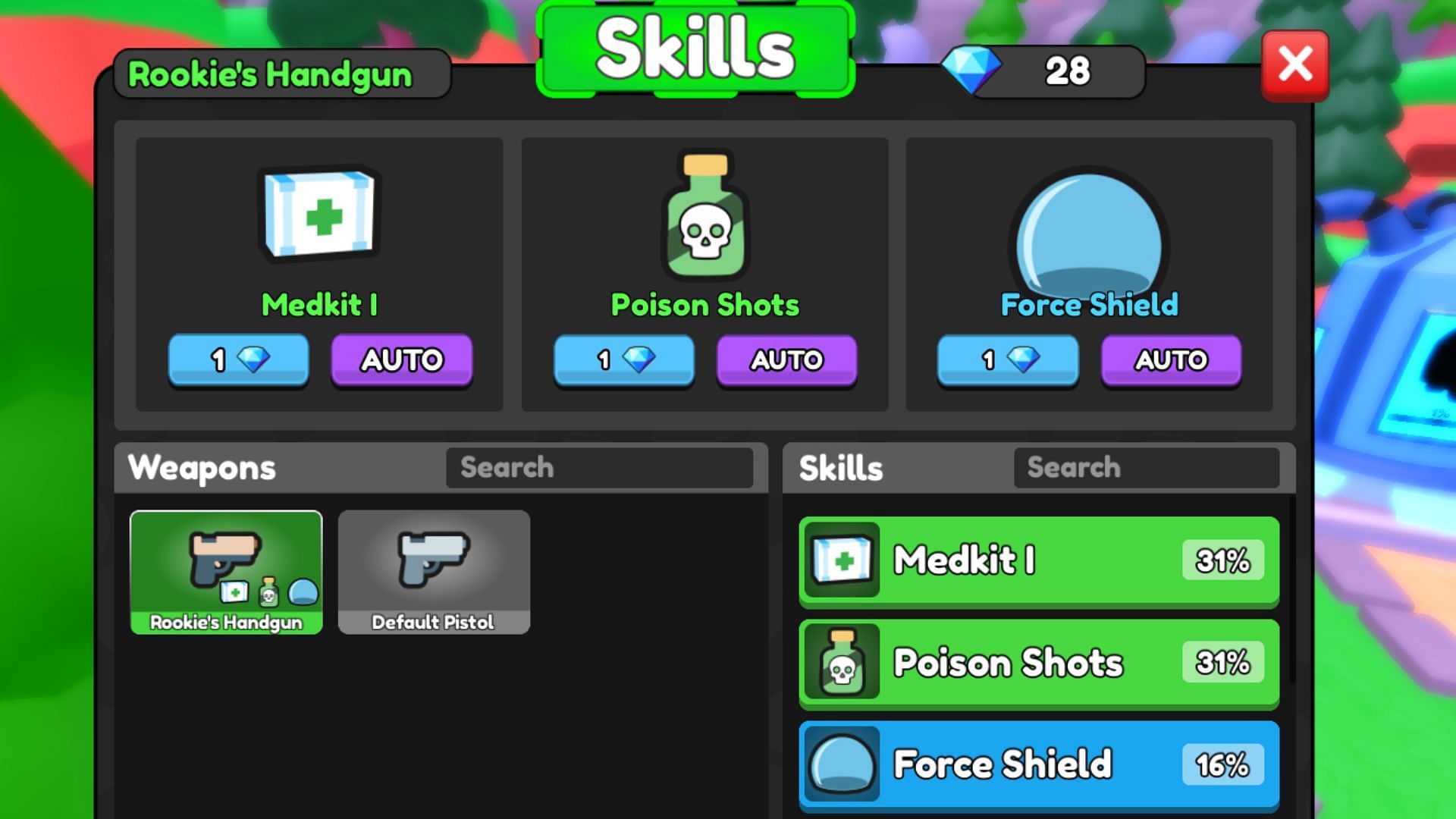 Utilize Gems to get new skills (Image via Roblox)