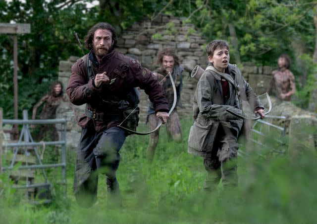 Miya Mizuno/Columbia Aaron Taylor-Johnson and Alfie Williams out for some exercise in '28 Years Later'