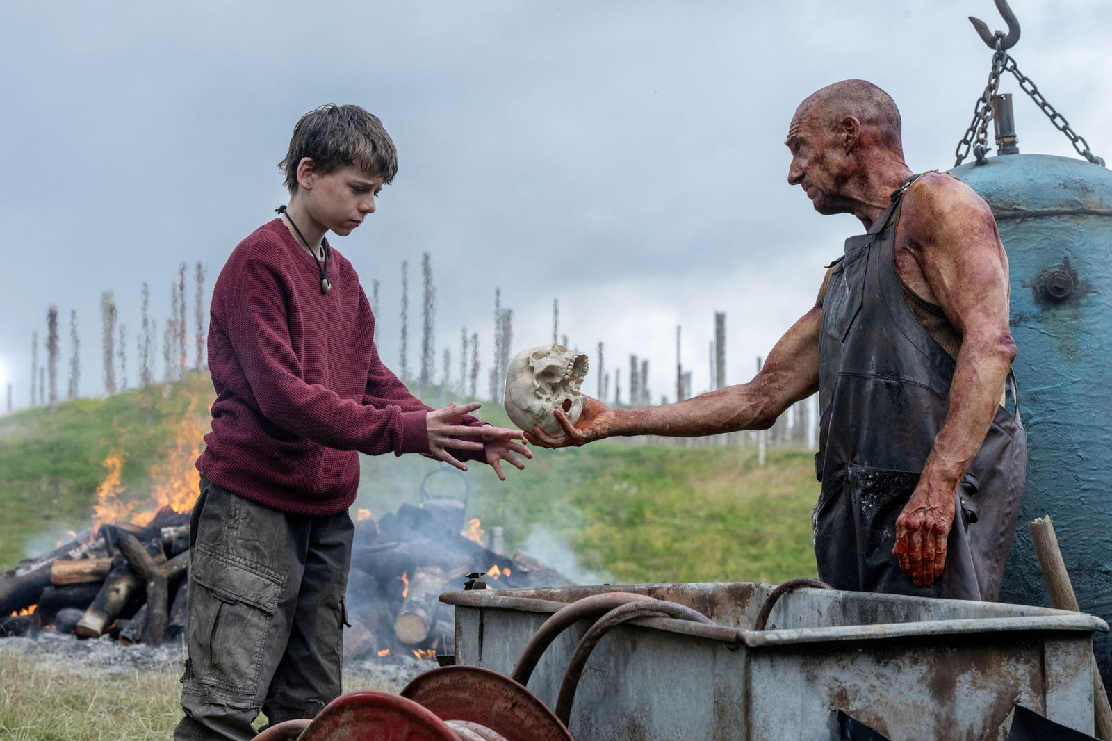 Alfie Williams and Ralph Fiennes in Alex Garland's 28 Years Later