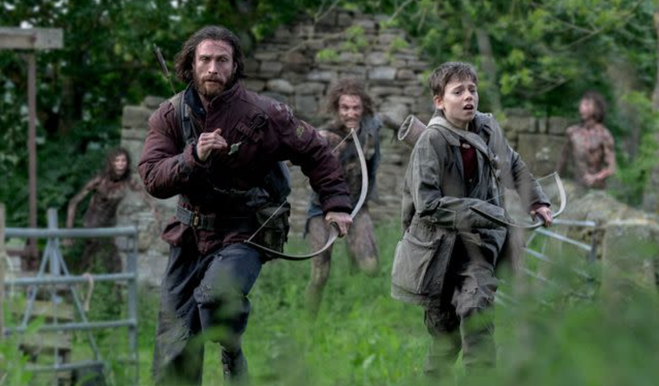 Aaron Taylor-Johnson as Jamie and Alfie Williams as Spike in 28 Years Later (Miya Mizuno/Columbia)
