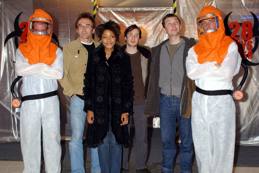 director Danny Boyle, stars Naomie Harris and Cillian Murphy, and producer Andrew Macdonald