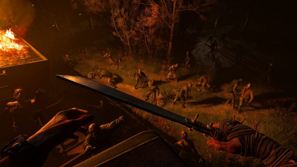 Dying Light: The Beast - facing a horde of zombie at night
